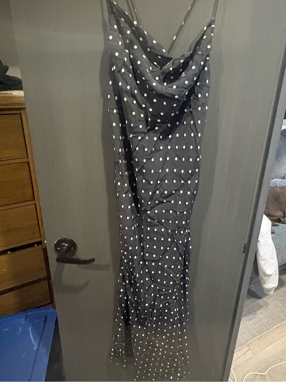 RVCA Black Polka Dot Cowl Neck Maxi Dress